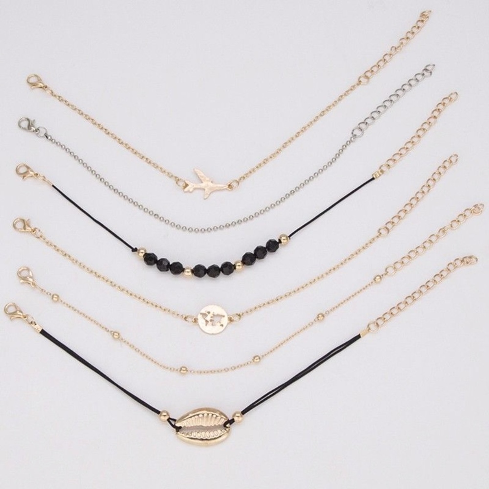 'Vacay' 6-piece Gold Shell and Earth Bracelet Set - Picture 6 of 8